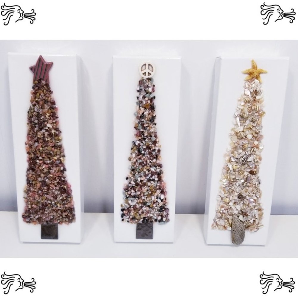 Stone and Resin Christmas Tree Winter Art Picture Wall Decor Home Decor Gift